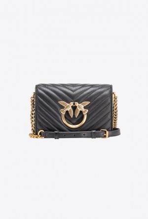 Pinko Mini Love Bag Click Chevron BLACK-ANTIQUE GOLD | SN-PKO32510