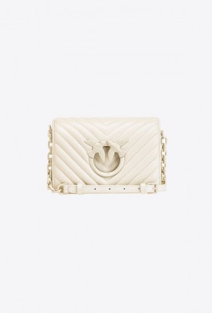 Pinko Mini Love Bag Click Chevron Colour Block WHITE + WHITE-BLOCK COLOUR | SN-PKO32666