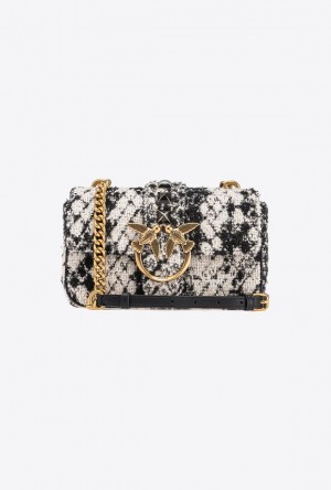 Pinko Mini Love Bag One In Snake Jacquard WHITE/BLACK-ANTIQUE GOLD | SN-PKO32561