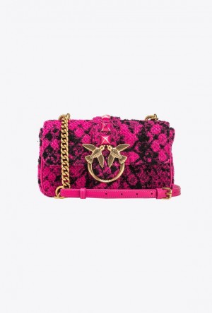 Pinko Mini Love Bag One In Snake Jacquard FUSCHIA/BLACK-ANTIQUE GOLD | SN-PKO32823