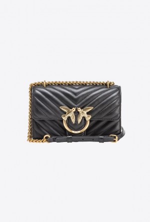 Pinko Mini Love Bag One Simply BLACK-ANTIQUE GOLD | SN-PKO32603