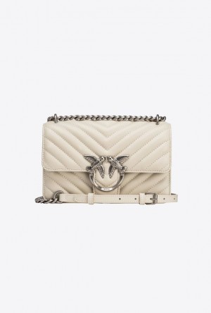 Pinko Mini Love Bag One Simply WHITE+WHITE-OLD SILVER | SN-PKO32511