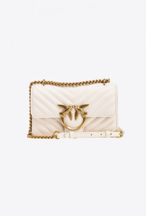 Pinko Mini Love Bag One Simply WHITE+WHITE-ANTIQUE GOLD | SN-PKO32602