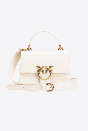 Pinko Mini Love Bag One Top Handle Light Simply WHITE+WHITE-ANTIQUE GOLD | SN-PKO32682