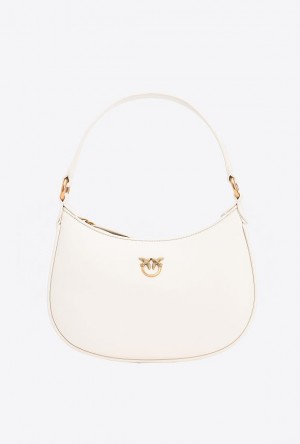 Pinko Mini Love Bag Half Moon Simply WHITE+WHITE-ANTIQUE GOLD | SN-PKO32575