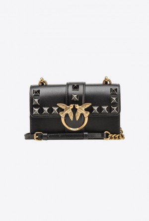 Pinko Mini Love Bag One Painted Studs BLACK-ANTIQUE GOLD | SN-PKO32659