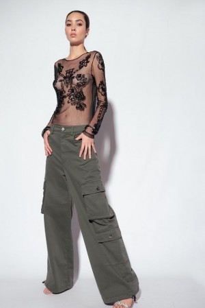 Pinko Oversized Cargo Trousers GREY-GREEN | SN-PKO33692