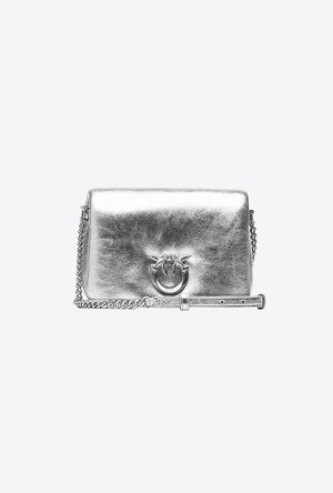 Pinko Pinko Galleria Baby Love Bag Click Puff In Laminated Nappa Leather SILVER-BLOCK COLOUR | SN-PKO32369