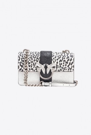 Pinko Pinko Galleria Caviar Leather Mini Love Bag One WHITE/BLACK-OLD SILVER | SN-PKO32685