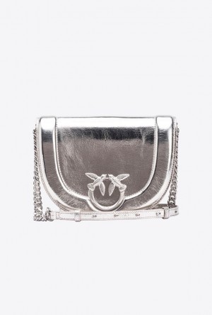 Pinko Pinko Galleria Laminated Classic Love Bag Click Round SILVER-BLOCK COLOUR | SN-PKO32354