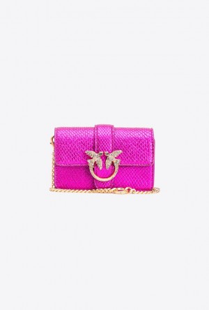 Pinko Pinko Galleria Laminated Reptile Micro Love Bag One PINKO PINK-BRUSHED GOLD | SN-PKO34318