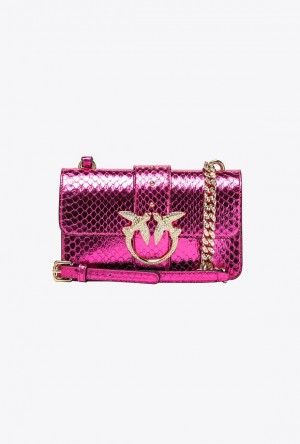 Pinko Pinko Galleria Laminated Reptile Mini Love Bag One FUCHSIA-SHINY GOLD | SN-PKO32377