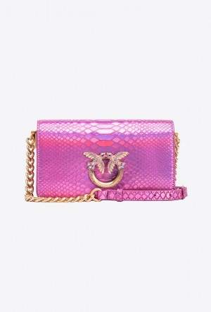 Pinko Pinko Galleria Mini Love Bag Click In Holographic Reptile Skin LAMINATED PINK-BRUSHED GOLD | SN-PKO32941