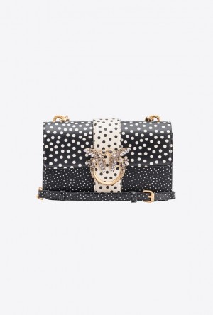 Pinko Pinko Galleria Mini Love Bag One In Polka Dot Print BLACK/WHITE-OLD SILVER | SN-PKO32665