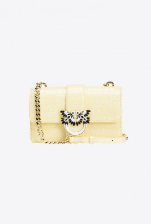 Pinko Pinko Galleria Mini Love Bag One In Shiny Crocodile-print Leather S14L | SN-PKO32909