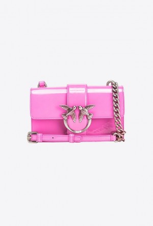 Pinko Pinko Galleria Shiny Shaded Leather Mini Love Bag One ROSE PETAL-OLD SILVER | SN-PKO32420