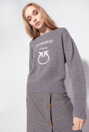 Pinko Pinko Love Birds Pullover DRIZZLE GREY | SN-PKO33409