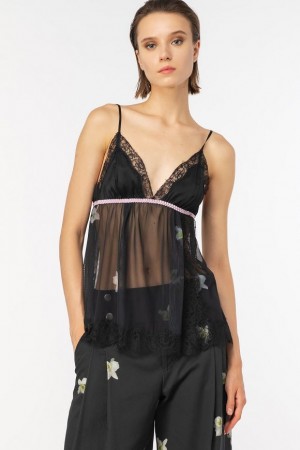 Pinko Pinko Reimagine Babydoll Tulle Top By Patrick Mcdowell BLACK/PINK | SN-PKO33331