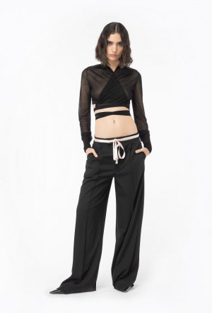 Pinko Pinko Reimagine Trousers With Ribbon By Patrick Mcdowell BLACK/PINK | SN-PKO33681