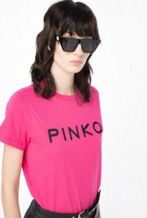 Pinko Pinko-print T-shirt BEETROOT | SN-PKO33313