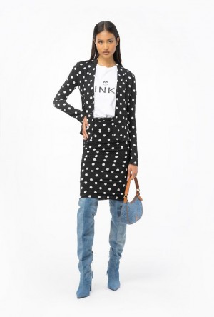 Pinko Polka-dot Calf-length Skirt BLACK/WHITE | SN-PKO34088