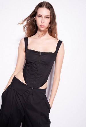 Pinko Poplin Bustier LIMO BLACK | SN-PKO33256