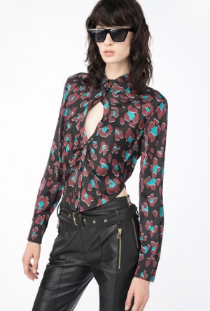 Pinko Psychedelic Dotted Shirt BLACK/LIGHT GREEN/BURGUNDY | SN-PKO33162