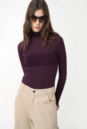 Pinko Ribbed Knit Turtleneck POTENT PURPLE | SN-PKO33387