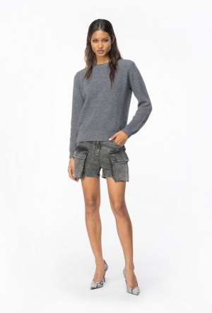 Pinko Ribbed Wool And Cashmere Sweater ROCK GREY | SN-PKO33519