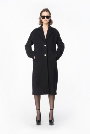 Pinko Single-breasted Cashmere-blend Coat LIMO BLACK | SN-PKO33626