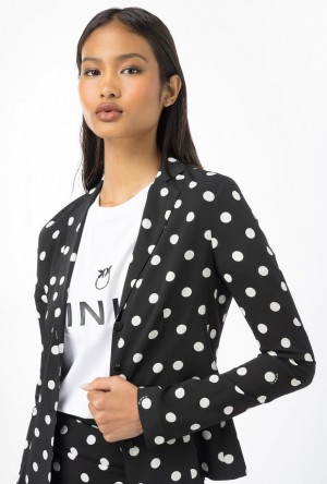 Pinko Slim-fit Polka-dot Blazer BLACK/WHITE | SN-PKO33971