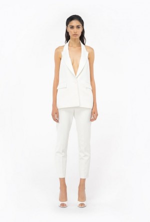 Pinko Slim-fit Trousers In Technical Stretch Crepe SNOW WHITE | SN-PKO33683