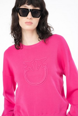 Pinko Sweater With Love Birds Appliqué BEETROOT | SN-PKO33846