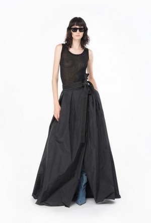 Pinko Taffeta Maxi-skirt LIMO BLACK | SN-PKO34092