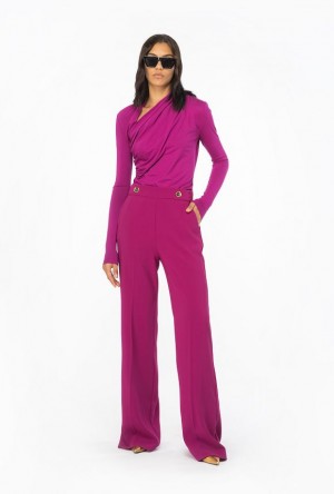 Pinko Trousers With Golden Buttons BOUGAINVILLEA PURPLE | SN-PKO33772