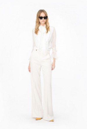 Pinko Trousers With Golden Buttons PASTEL PARCHMENT | SN-PKO33694