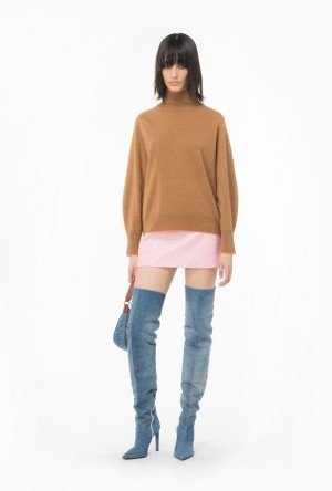 Pinko Turtleneck With Contrasting Edging TOBACCO BROWN | SN-PKO33531