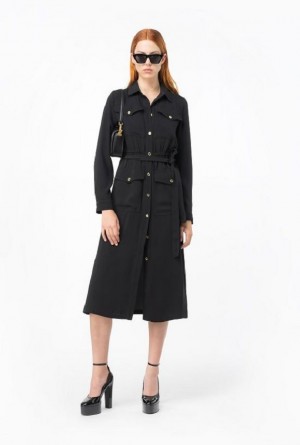 Pinko Utility Shirt Dress LIMO BLACK | SN-PKO33065