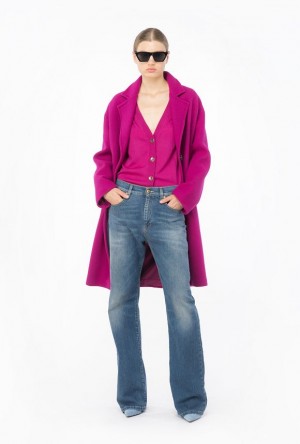 Pinko Wool Cardigan With Ruching BOUGAINVILLEA PURPLE | SN-PKO33494