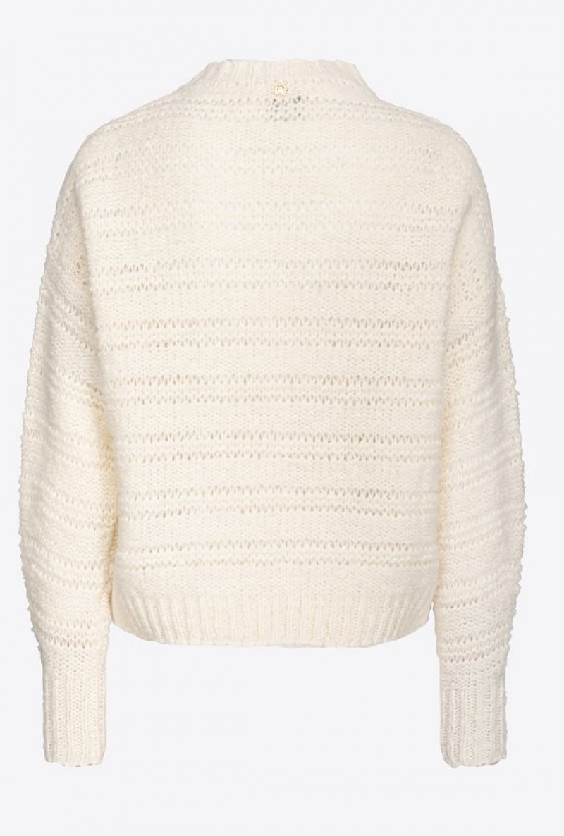 Pinko Alpaca And Wool Sweater With Love Birds PURE WHITE | SN-PKO33537