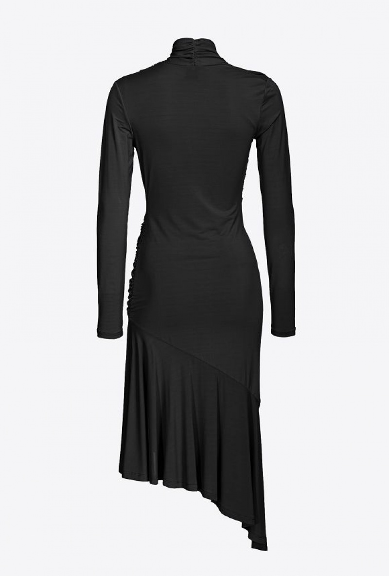 Pinko Asymmetric Midi Dress LIMO BLACK | SN-PKO33059