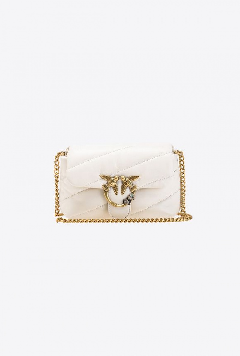 Pinko Baby Love Bag Puff Jewel WHITE+WHITE-ANTIQUE GOLD | SN-PKO32646