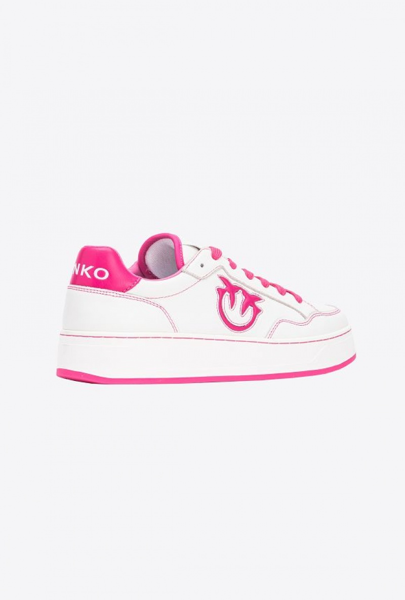 Pinko Basketball Sneakers With Logo OFF WHITE/FUCHSIA | SN-PKO34126