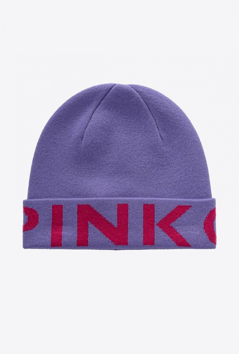 Pinko Beanie With Large Logo LILAC/FUSCHIA | SN-PKO34369