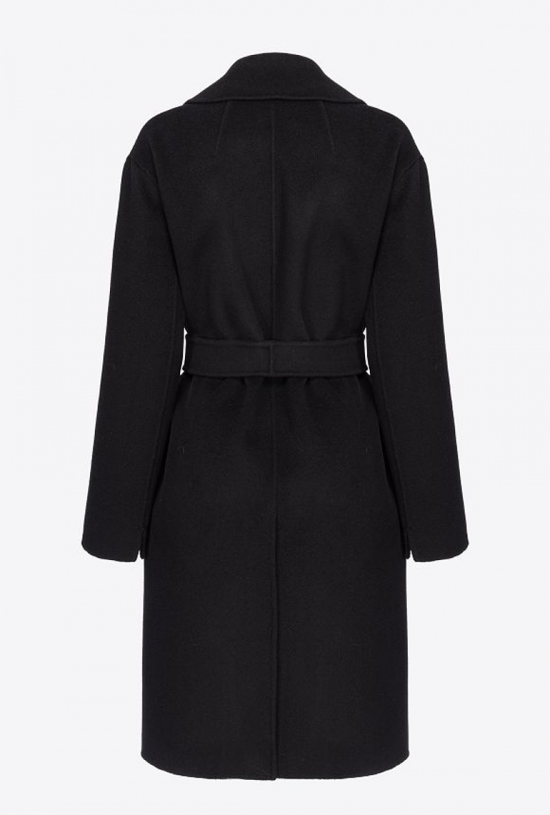 Pinko Belted Cloth Coat LIMO BLACK | SN-PKO33649