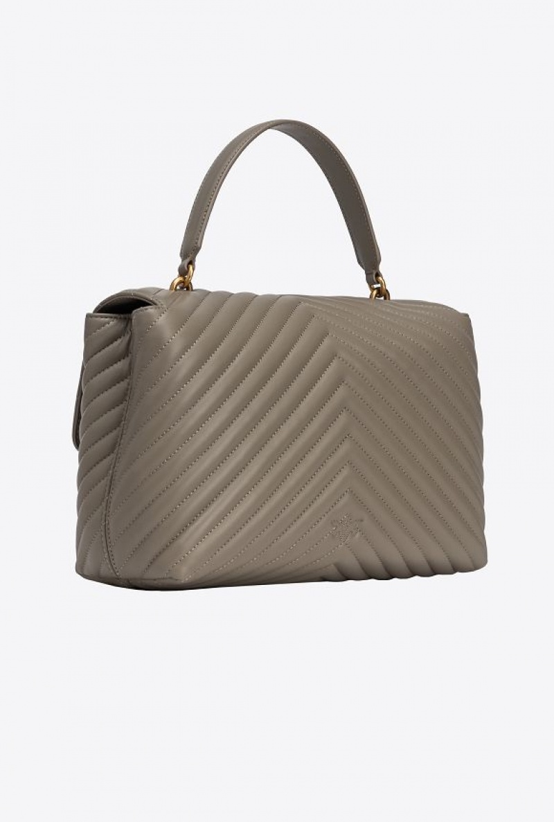 Pinko Big Lady Love Bag Puff Chevron WALNUT-ANTIQUE GOLD | SN-PKO32480