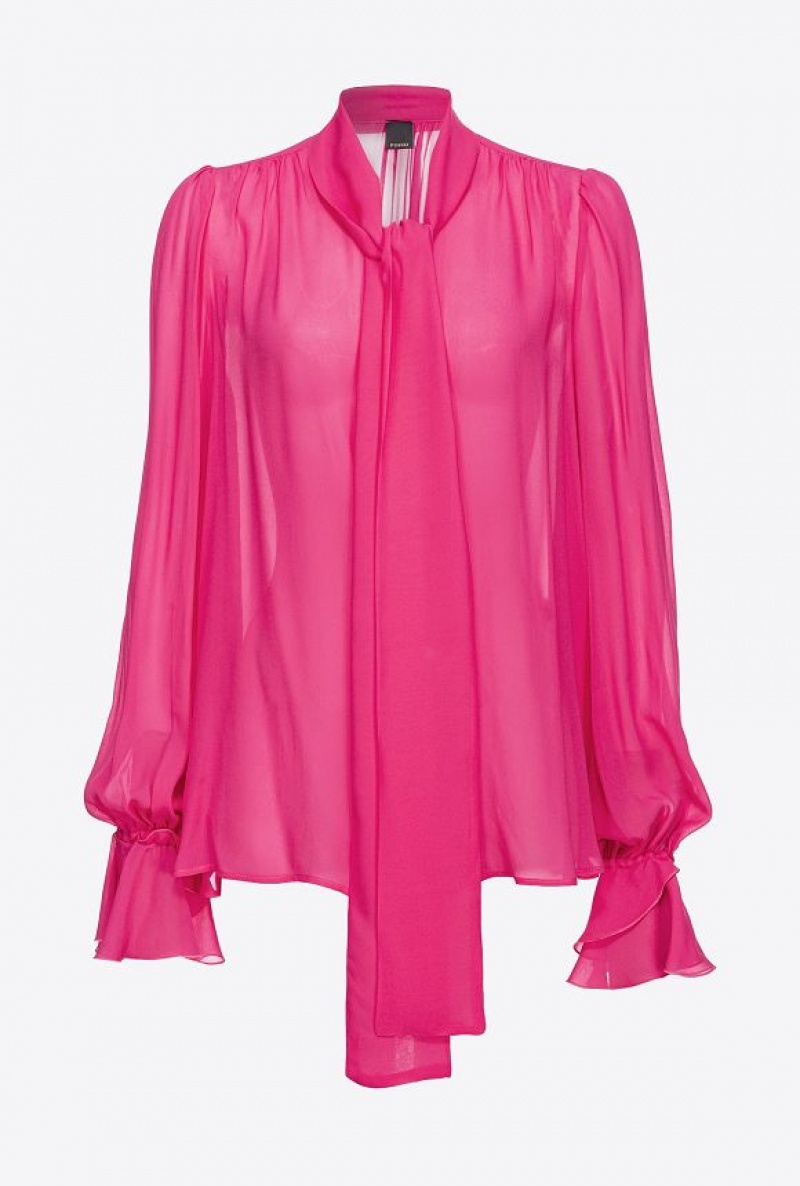 Pinko Blouse With Bow And Ruching BEETROOT | SN-PKO33190