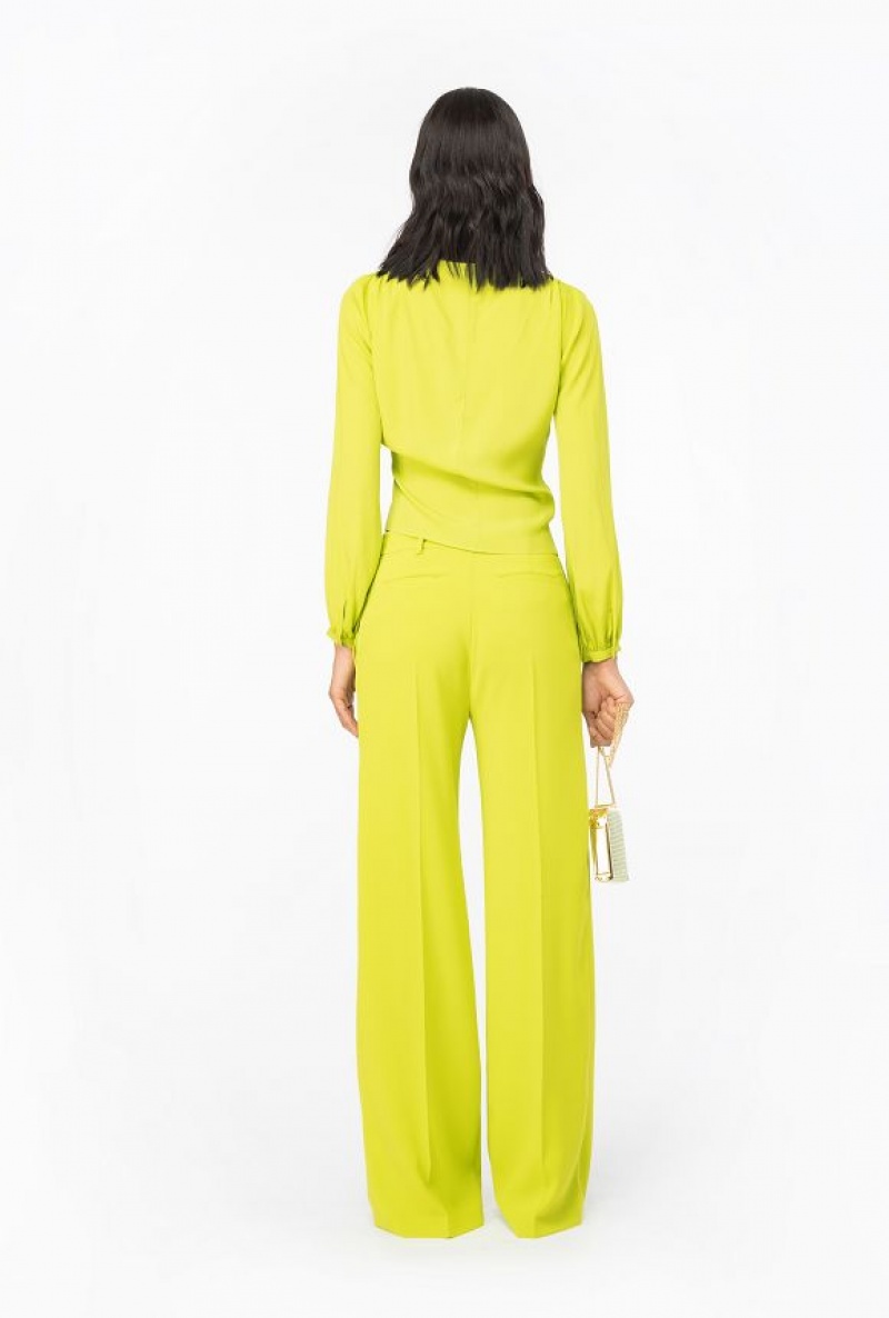 Pinko Blouse With Knot Detail LIME YELLOW | SN-PKO33948