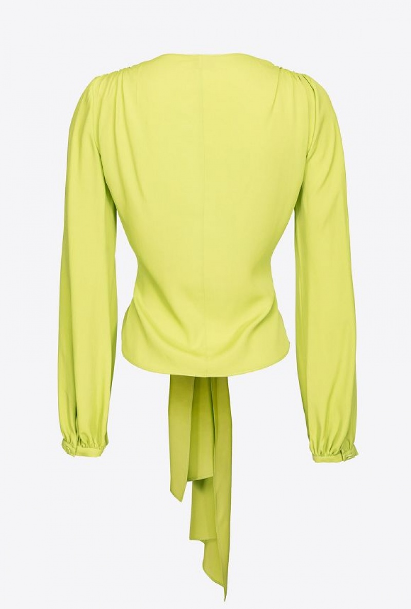 Pinko Blouse With Knot Detail LIME YELLOW | SN-PKO33948