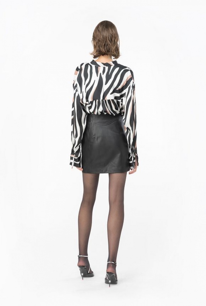 Pinko Blouse With Psychedelic Zebra Print WHITE/BLACK/ BEIGE | SN-PKO33200